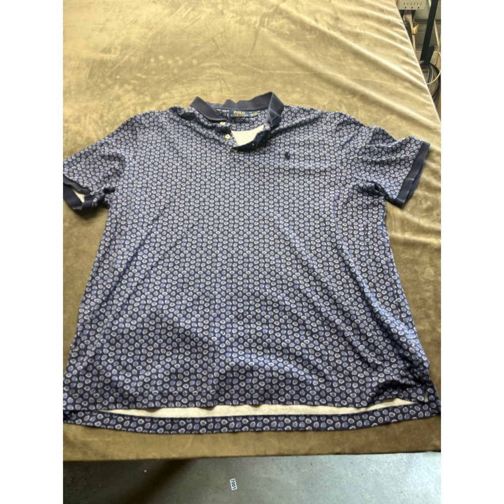 Polo Ralph Lauren Mens XXL Classic‎ Fit Navy Blue Paisley Floral Polo Shirt